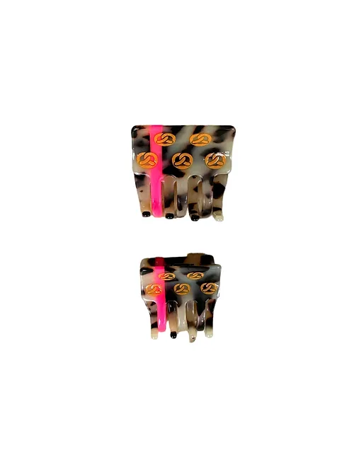 Von Rike - Haarklammern mit Brezen leo - Streifen pink