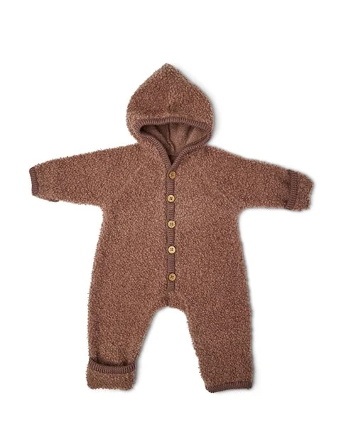 Smallstuff - Babyoverall Merino Wolle mit Knöpfen rose braun